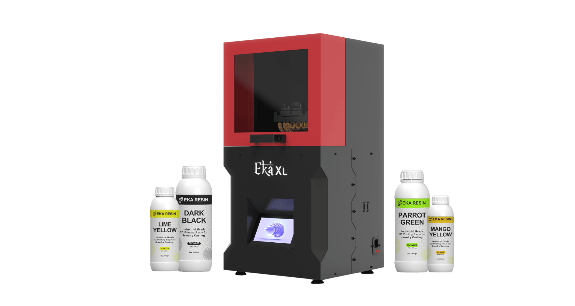 EKA XL 3D Printer with EKA Resin Bottles