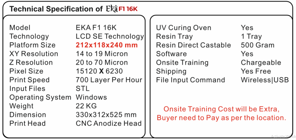 Eka F1 16K 2 EKA F1 16K 3D Printer in India